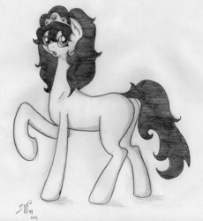 Size: 857x931 | Tagged: safe, artist:silverweed91, female, ico el caballito valiente, ico the brave little horse, looking at you, monochrome, preciosa, princess preciosa, solo