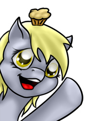 Size: 430x552 | Tagged: safe, artist:pet (eclipstar), derpy hooves, pegasus, pony, g4, female, mare, muffin, solo