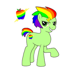 Size: 1650x1650 | Tagged: safe, artist:bico-kun, oc, oc only, oc:apple zap, cutie mark, magical lesbian spawn, next generation, offspring, parent:applejack, parent:rainbow dash, parents:appledash, simple background, solo, white background