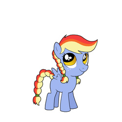 Size: 1650x1650 | Tagged: safe, artist:bico-kun, oc, oc only, oc:blue pearmain, blank flank, magical lesbian spawn, offspring, parent:applejack, parent:rainbow dash, parents:appledash, simple background, solo, white background