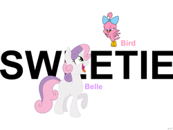 Size: 2400x1800 | Tagged: safe, artist:mofetafrombrooklyn, sweetie belle, g4, crossover, name pun, namesake, pun, sweetie bird, tiny toon adventures, visual pun