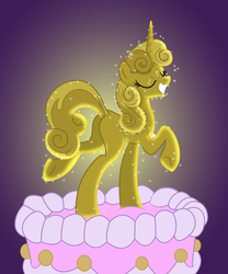 Size: 4167x5000 | Tagged: safe, artist:illumnious, artist:kp-shadowsquirrel, sweetie belle, pony, unicorn, g4, absurd resolution, butt, cake, female, luster dust, older, older sweetie belle, plot, solo, sweetie gold