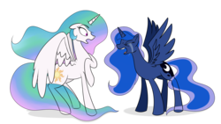 Size: 1600x900 | Tagged: safe, artist:mlp-firefox5013, princess celestia, princess luna, g4, crying, eyes closed, open mouth, simple background, transparent background
