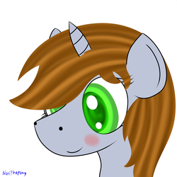 Size: 2500x2500 | Tagged: safe, artist:asknoxthepony, oc, oc only, oc:littlepip, pony, unicorn, fallout equestria, blushing, fanfic, fanfic art, female, high res, horn, lightbringer, mare, portrait, simple background, solo, white background