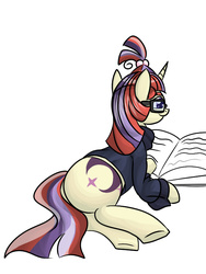 Size: 600x800 | Tagged: safe, artist:fourze-pony, moondancer, pony, unicorn, g4, book, butt, colored, cute, female, nerdbutt, plot, simple background, solo, white background