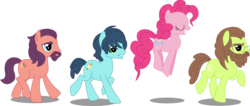 Size: 2724x1159 | Tagged: safe, artist:sketchmcreations, lonely hearts, northern song, pinkie pie, strawberry fields, earth pony, pony, g4, party pooped, abbey road, beard, cutie mark, female, george harrison, glasses, hopping, inkscape, john lennon, male, moustache, open mouth, paul mccartney, pinko starr, ponified, simple background, the beatles, transparent background, vector, walking