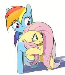 Size: 524x601 | Tagged: dead source, safe, artist:30clock, fluttershy, rainbow dash, g4, blushing, female, hug, lesbian, ship:flutterdash, shipping