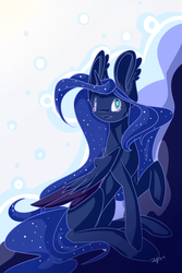 Size: 4000x6000 | Tagged: safe, artist:kittysplasher, princess luna, g4, absurd resolution, female, raised hoof, sitting, solo