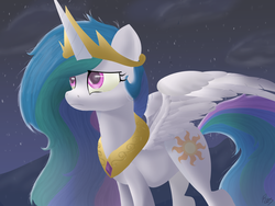 Size: 1600x1200 | Tagged: safe, artist:cleverashicat, princess celestia, g4, crying, female, sad, solo, spread wings