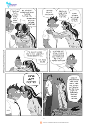 Size: 1200x1697 | Tagged: safe, artist:pia-sama, spike, twilight sparkle, anthro, comic:rogue diamond, g4, clothes, comic, computer, height difference, laptop computer, monochrome, older, older spike, pajamas, slippers