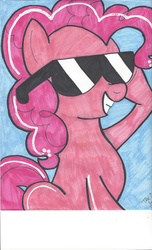 Size: 1700x2800 | Tagged: safe, artist:theartistsora, pinkie pie, g4, female, solo, sunglasses, swag, traditional art