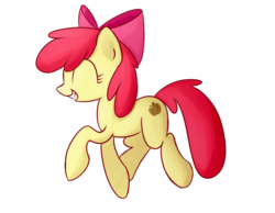 Size: 900x700 | Tagged: safe, artist:xwreathofroses, apple bloom, g4, cutie mark, eyes closed, female, simple background, smiling, solo, transparent background, trotting