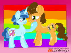 Size: 1280x960 | Tagged: safe, artist:krazykari, cheese sandwich, party favor, g4, blushing, cheesefavor, gay, gay pride, gay pride flag, male, pride, pride flag, shipping