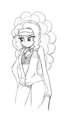 Size: 880x1588 | Tagged: safe, artist:twilite-sparkleplz, adagio dazzle, equestria girls, g4, clothes, female, midriff, monochrome, open clothes, solo, sports bra, sports panties, swimsuit, vest