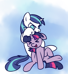 Size: 967x1062 | Tagged: safe, artist:rivibaes, shining armor, twilight sparkle, pony, unicorn, g4, ><, brother and sister, cute, eyes closed, female, floppy ears, happy, male, mare, no pupils, noogie, siblings, smiling, sparkle siblings, stallion, unicorn twilight, xd