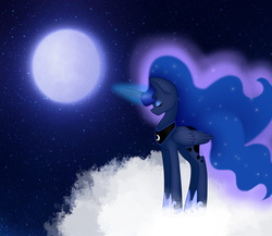 Size: 1024x887 | Tagged: safe, artist:luna756, princess luna, g4, cloud, eyes closed, female, moon, solo, stars