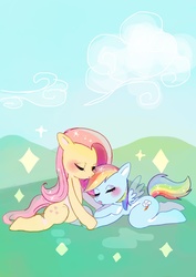 Size: 1240x1754 | Tagged: safe, artist:yam, fluttershy, rainbow dash, g4, female, lesbian, ship:flutterdash, shipping