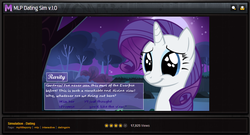 Size: 963x521 | Tagged: safe, screencap, rarity, pony, unicorn, g4, dating sim, female, newgrounds, seems legit, solo, vector