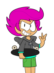 Size: 774x1032 | Tagged: safe, artist:smithboyy, scootaloo, human, g4, bart simpson, clothes, crossover, female, humanized, male, simple background, skateboard, solo, the simpsons, transparent background