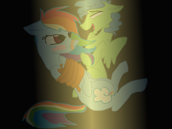 Size: 800x600 | Tagged: safe, artist:mlplover789, rainbow dash, oc, oc:twister, fanfic:piercing the heavens, g4, bondage, bound, fanfic art, gag, rainbond dash, tied up