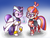 Size: 1600x1200 | Tagged: safe, artist:thegreatrouge, moondancer, starlight glimmer, earth pony, pony, unicorn, g4, alia, armor, crossover, female, flask, gate, headset, magic, mare, mega man (series), megaman x