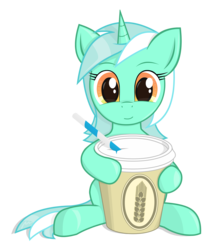 Size: 2500x2917 | Tagged: safe, artist:negasun, lyra heartstrings, pony, unicorn, g4, cup, cute, drink, female, high res, horn, lyrabetes, mare, oat smoothie, simple background, smoothie, soda, solo, straw, transparent background