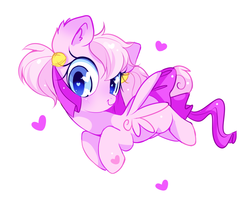 Size: 1000x827 | Tagged: safe, artist:ipun, oc, oc only, oc:almond bloom, pegasus, pony, heart eyes, simple background, solo, tail bow, white background, wingding eyes