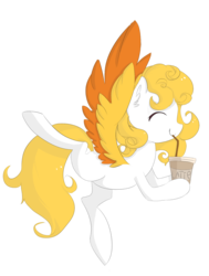 Size: 1219x1616 | Tagged: safe, artist:xsidera, oc, oc only, oc:arvensis, pegasus, pony, active stretch, coffee, solo