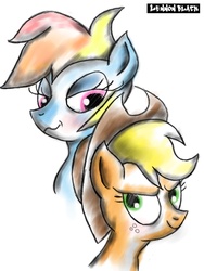 Size: 1500x2000 | Tagged: safe, artist:lennonblack, applejack, rainbow dash, g4