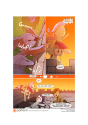 Size: 3541x5016 | Tagged: safe, artist:gashiboka, doctor whooves, fluttershy, rarity, roseluck, time turner, earth pony, pony, comic:recall the time of no return, g4, castle, comic, iron wolf, male, patreon, patreon logo, stallion