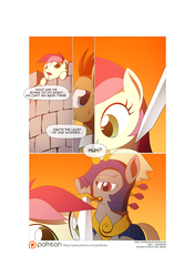 Size: 3541x5016 | Tagged: safe, artist:gashiboka, doctor whooves, roseluck, time turner, earth pony, pony, comic:recall the time of no return, g4, comic, male, patreon, patreon logo, royal guard, stallion
