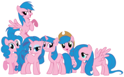 Size: 5400x3400 | Tagged: safe, artist:mihaaaa, artist:shadowhedgiefan91, color edit, edit, applejack, firefly, fluttershy, pinkie pie, rainbow dash, rarity, twilight sparkle, g1, g4, g1 to g4, generation leap, mane 6 recolors, mane six, multeity, palette swap, recolor, simple background, ten million fireflys, transparent background, vector