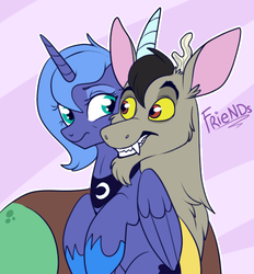 Size: 423x456 | Tagged: safe, artist:lulubell, discord, princess luna, g4, s1 luna, younger