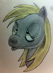 Size: 423x579 | Tagged: safe, derpy hooves, pegasus, pony, g4, bust, female, mare, pencil drawing, solo, traditional art