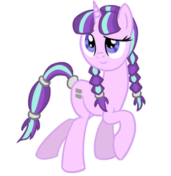 Size: 562x578 | Tagged: safe, artist:paking pie, starlight glimmer, g4, the cutie map, alternate hairstyle, braided pigtails, equal cutie mark, female, pigtails, solo