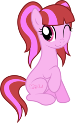 Size: 696x1147 | Tagged: safe, artist:carueniiju, oc, oc only, oc:rose valentine, earth pony, pony, earth pony oc, one eye closed, simple background, sitting, smiling, solo, transparent background, vector, wink
