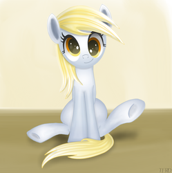 Size: 2048x2058 | Tagged: safe, artist:thefrrealdeal, derpy hooves, pegasus, pony, g4, cute, female, high res, looking at you, mare, sitting, smiling, solo