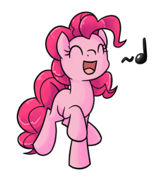 Size: 1150x1260 | Tagged: safe, artist:llamacheesecake, pinkie pie, earth pony, pony, g4, cute, diapinkes, eyes closed, female, mare, missing cutie mark, music notes, open mouth, simple background, singing, solo, transparent background