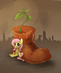 Size: 1000x1200 | Tagged: safe, artist:joycall6, fluttershy, g4, female, plant, solo, wall-e