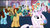 Size: 960x540 | Tagged: safe, screencap, cayenne, crimson cream, fashion statement, fleur-de-lis, jet set, mare e. belle, say cheese, snapshot, upper crust, earth pony, pony, unicorn, canterlot boutique, g4, background pony, beanie, camera, female, glass of water, glowing horn, goatee, green hair, hat, horn, levitation, magic, magic glow, male, mannequin, mare, stallion, telekinesis