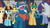 Size: 960x540 | Tagged: safe, screencap, comet tail, fashion plate, ponet, rarity, say cheese, snapshot, sweet biscuit, pony, unicorn, canterlot boutique, g4, beanie, camera, female, goatee, hat, magic, male, mare, stallion, telekinesis