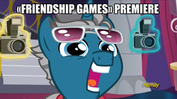 Size: 1280x720 | Tagged: safe, screencap, fashion plate, pony, unicorn, canterlot boutique, equestria girls, g4, my little pony equestria girls: friendship games, my little pony: friendship is magic, camera, exploitable meme, faic, fashion reaction, glasses, hype, in-universe brony, magic, male, meme, stallion, teeth