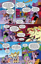 Size: 900x1384 | Tagged: safe, artist:andy price, idw, flam, flim, spike, twilight sparkle, alicorn, pony, g4, siege of the crystal empire, spoiler:comic, spoiler:comic34, crystal empire, flim flam brothers, idw advertisement, preview, super speedy cider squeezy 6000, twilight sparkle (alicorn)