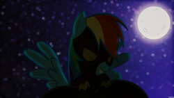 Size: 1920x1080 | Tagged: safe, artist:lunalewdie, rainbow dash, g4, clothes, night, shadowbolt dash, shadowbolts costume, sky, wallpaper