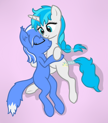 Size: 1555x1772 | Tagged: safe, artist:arrkhal, oc, oc only, earth pony, pony, female, lesbian, oc x oc, shipping, snuggling