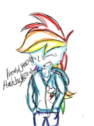 Size: 768x1024 | Tagged: safe, artist:daisymeadows, rainbow dash, equestria girls, g4, female, sneezing, solo