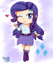 Size: 2000x2400 | Tagged: safe, artist:cometshina, rarity, equestria girls, g4, chibi, female, heart, high res, human coloration, solo, wink