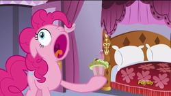 Size: 1920x1080 | Tagged: safe, screencap, pinkie pie, canterlot boutique, g4, cupcake, faic, female, food, hilarious in hindsight, hoopla pie, mawshot, mouth, nose in the air, open mouth, solo, uvula