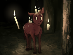 Size: 1024x768 | Tagged: safe, artist:celestiawept, oc, oc only, oc:candlelight gleam, candle, dark, solo