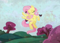 Size: 1125x800 | Tagged: safe, artist:darkwingsnark, fluttershy, butterfly, g4, female, solo